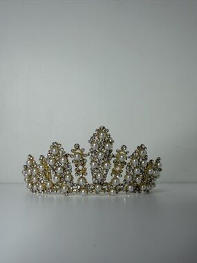 Gold Pearl and Crystal wedding Tiara